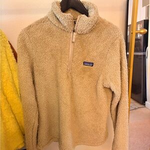 Patagonia Cream Sherpa Quarter-Zip Fleece Jacket